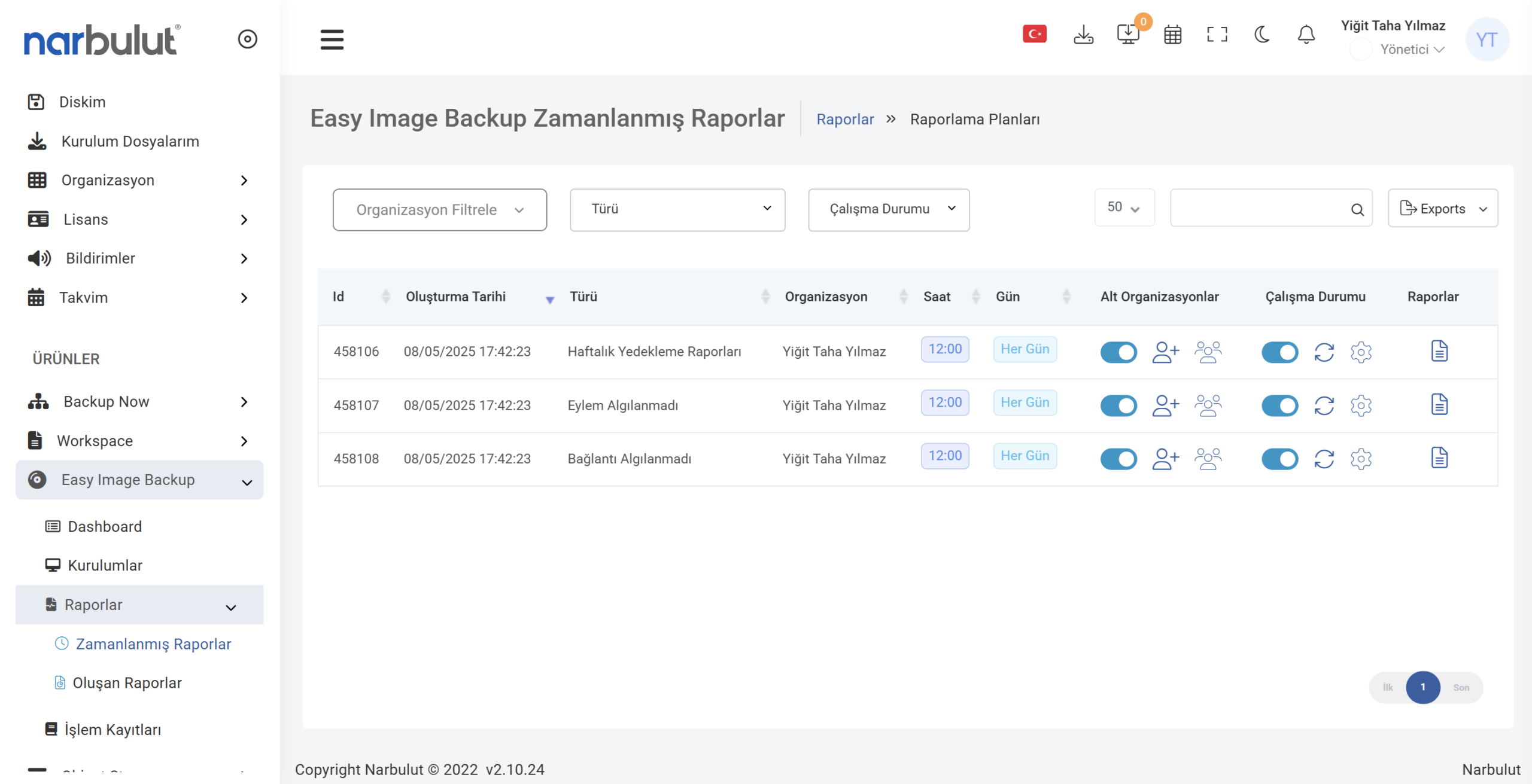 Narbulut Easy Image bildirim ekranı