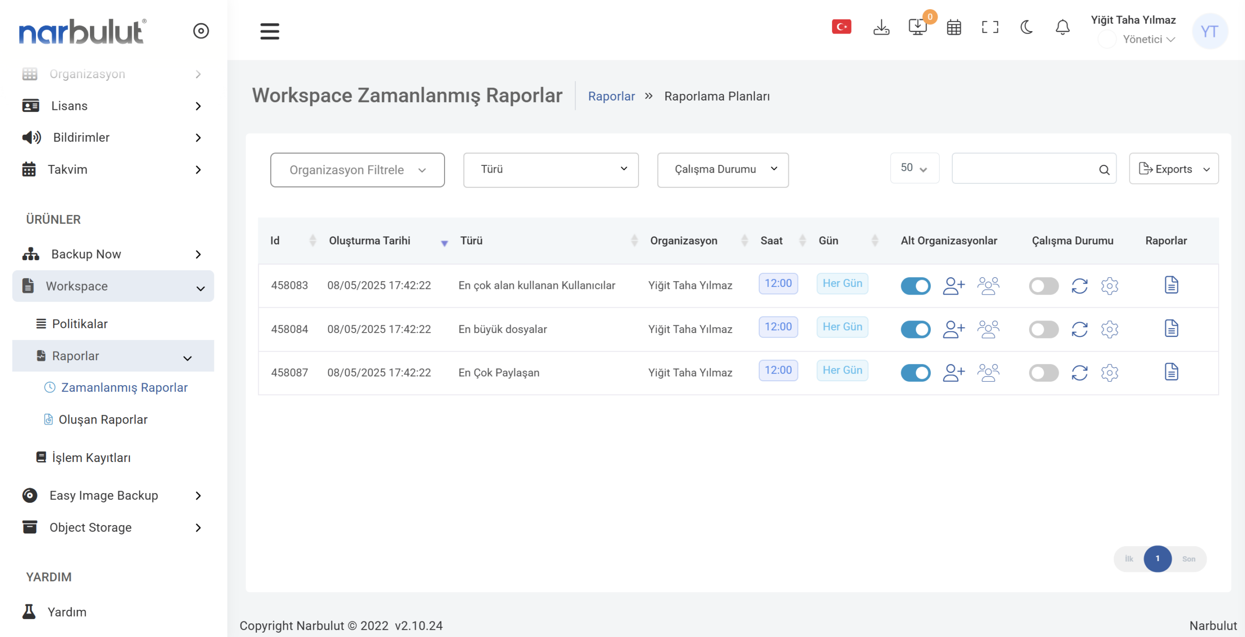 Narbulut nDocs bildirim ve raporlama