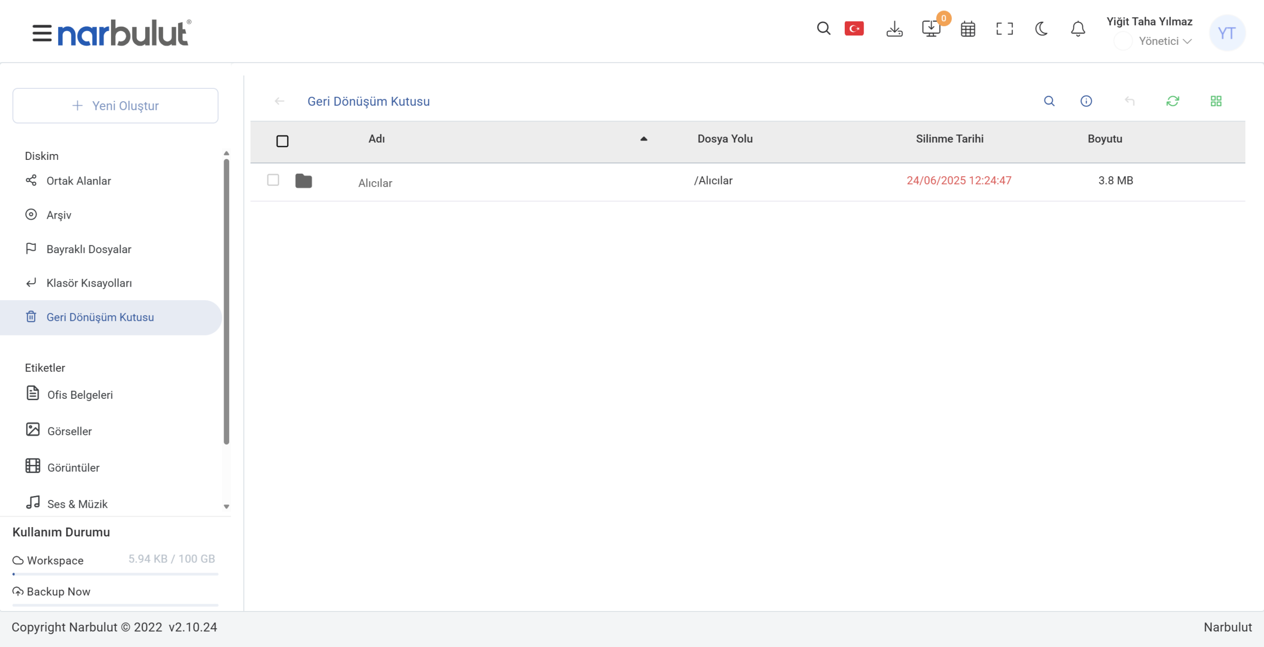Narbulut nDocs silinmiş dosyalar