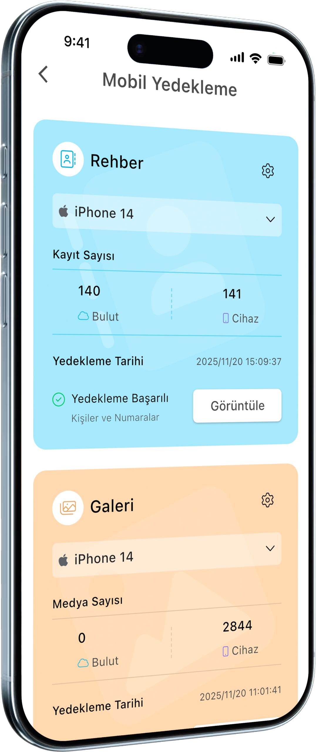 Narbulut mobil uygulama telefon rehberi yedekleme