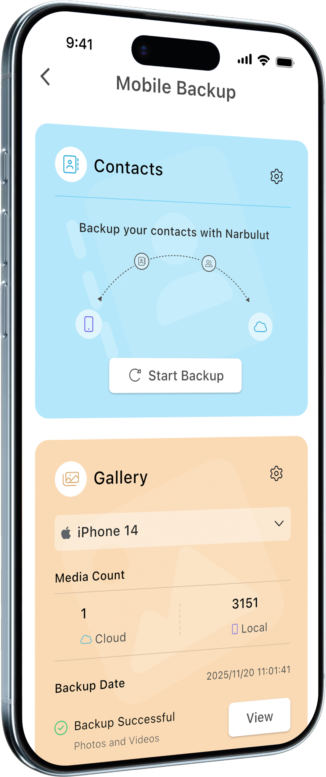 Narbulut mobile gallery backup overview