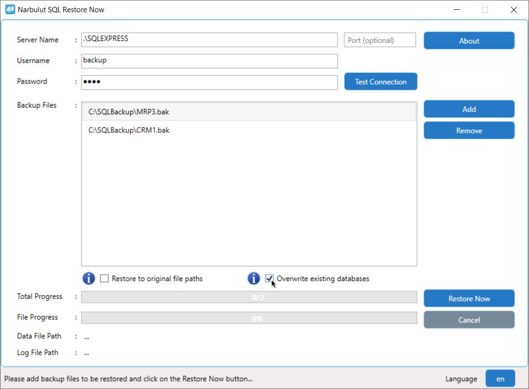 Overwriting Existing Databases