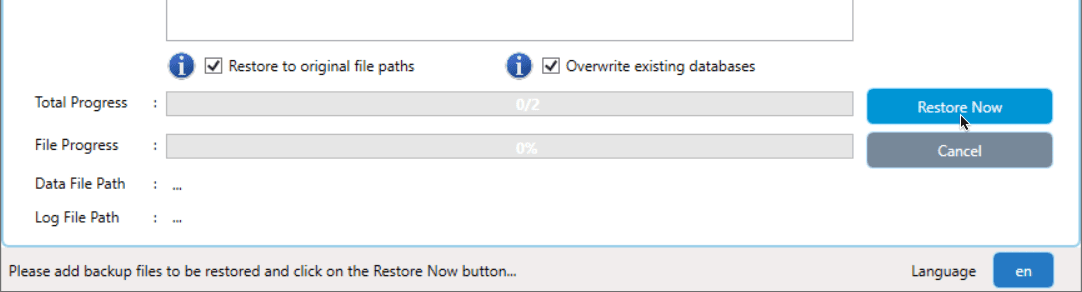 Starting the Restore