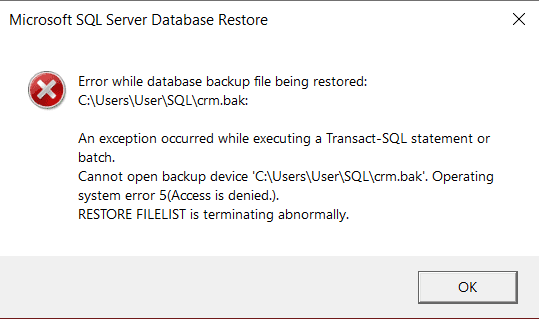 SQL Access Denied