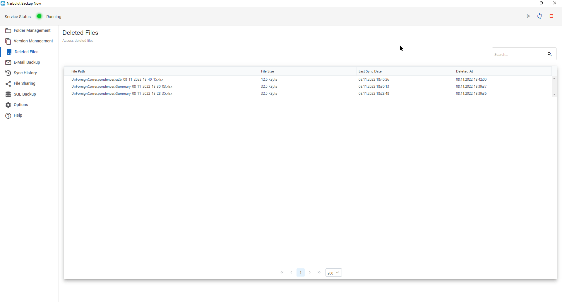 Deleted file search