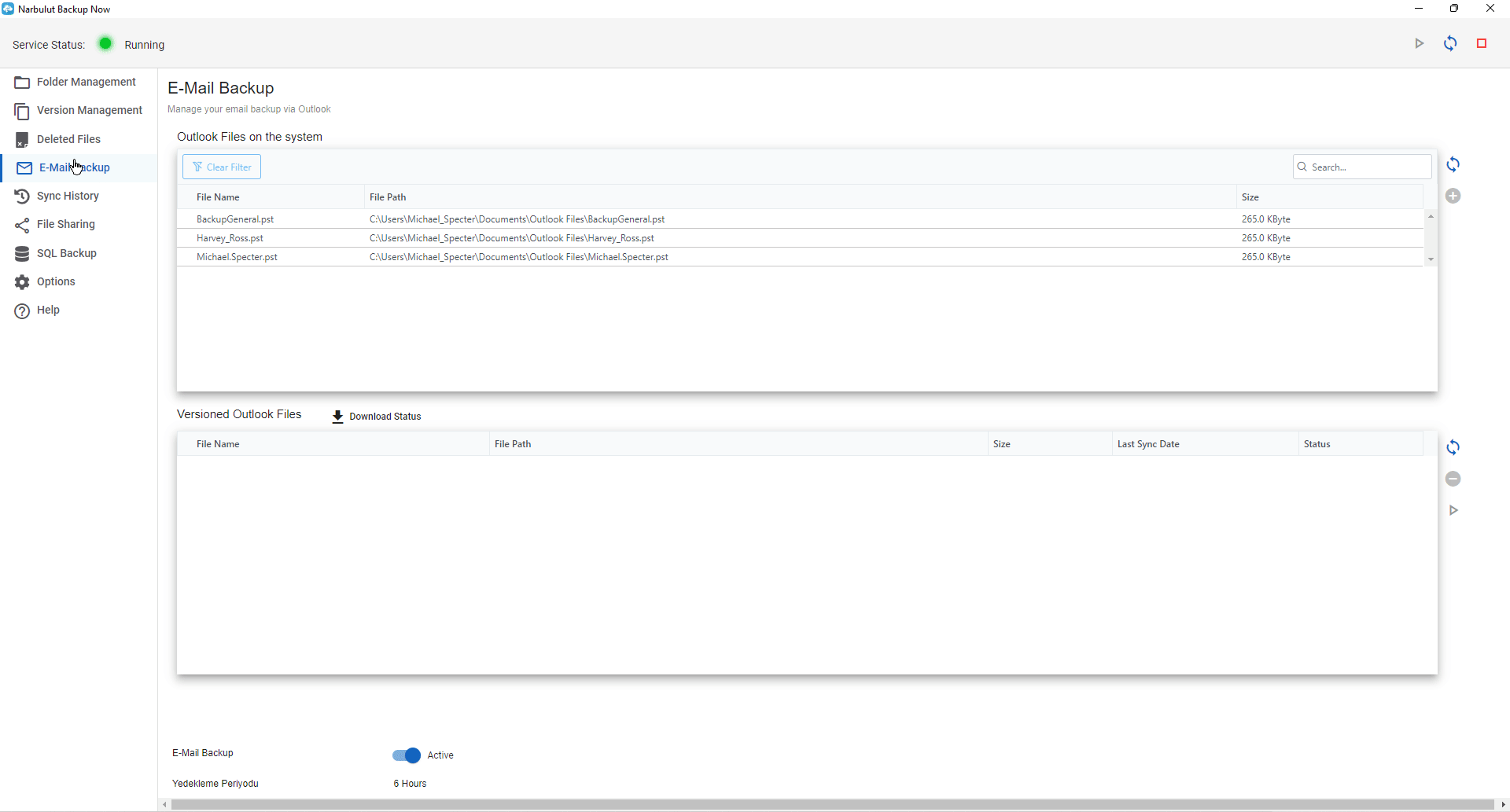 Email backup active/passive