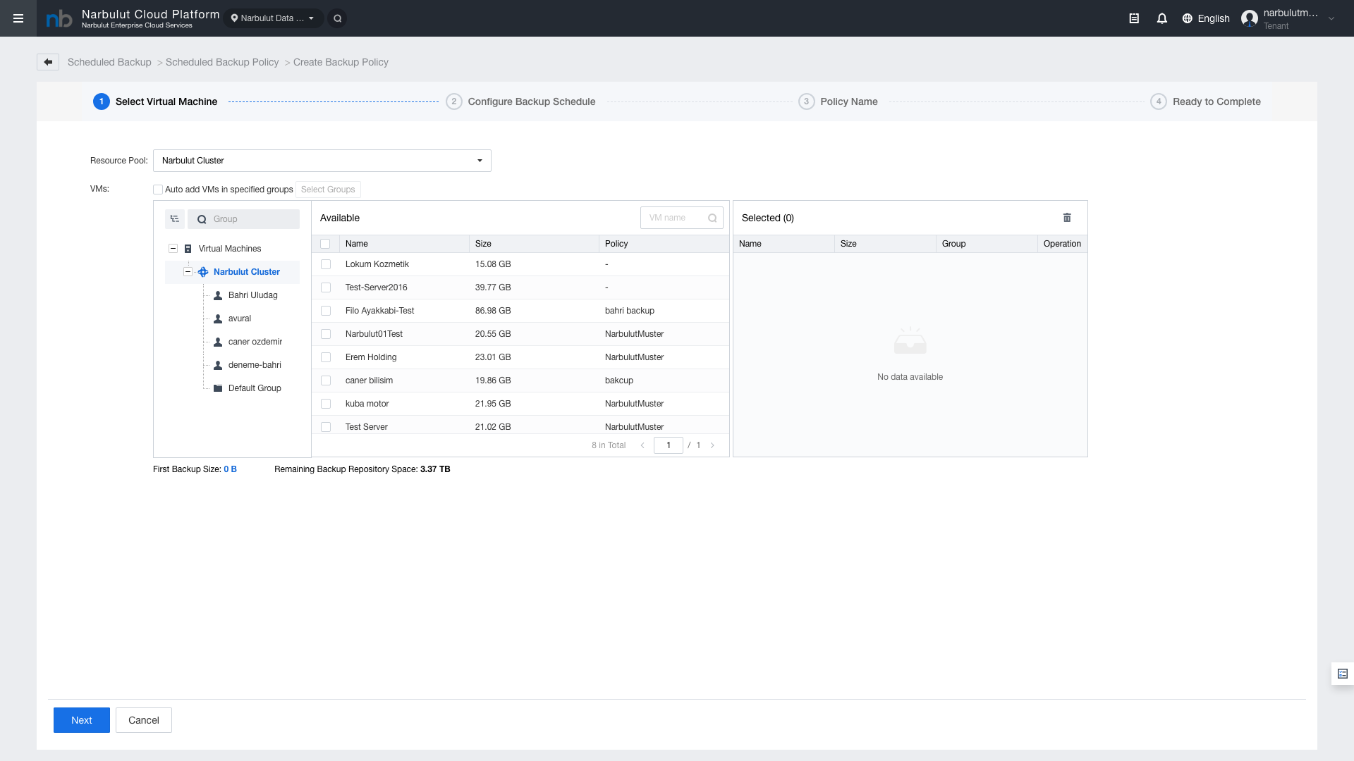 Figure 2 — Backup Repository usage indicator