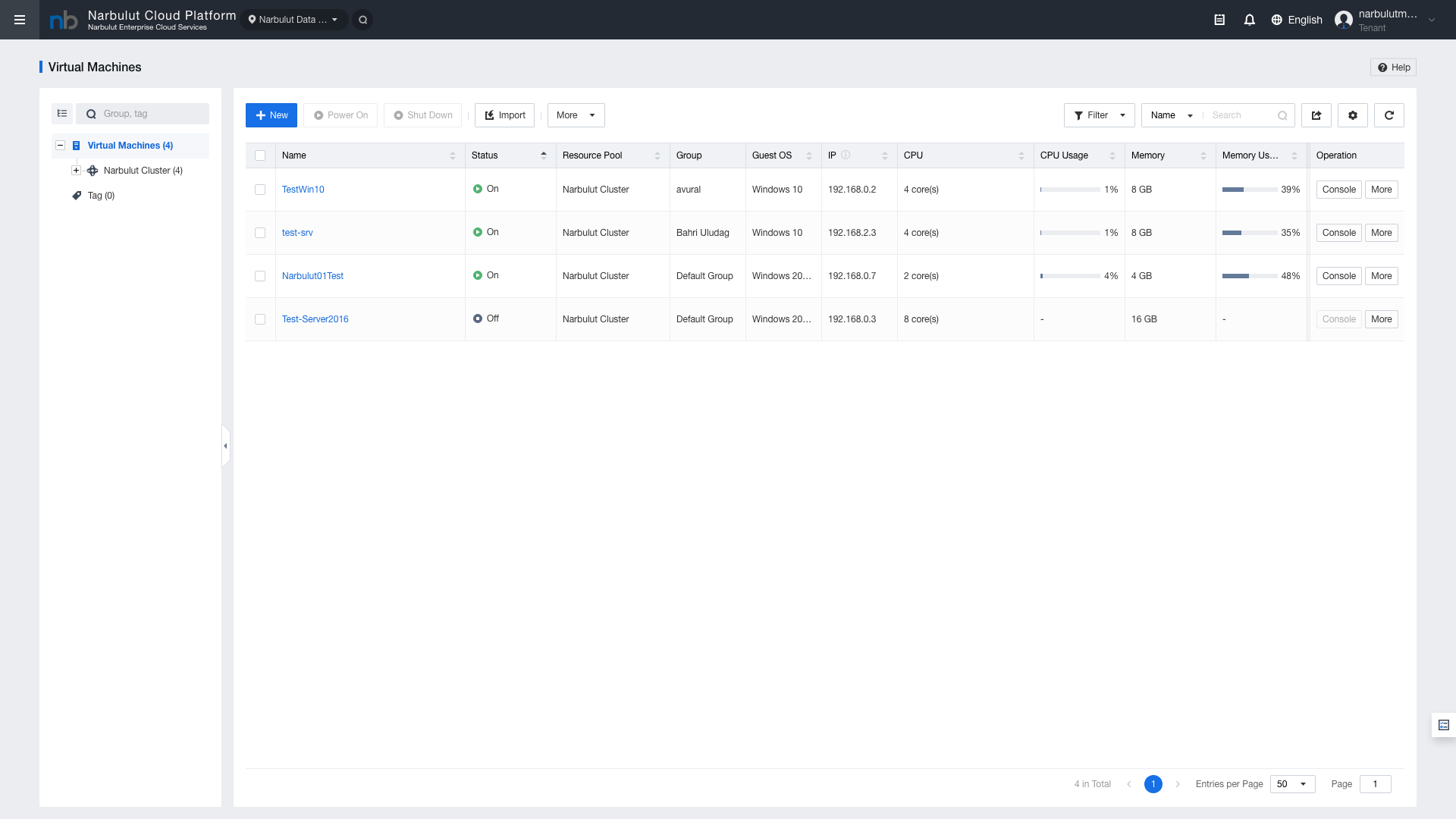 Figure 1 — Virtual Machines list